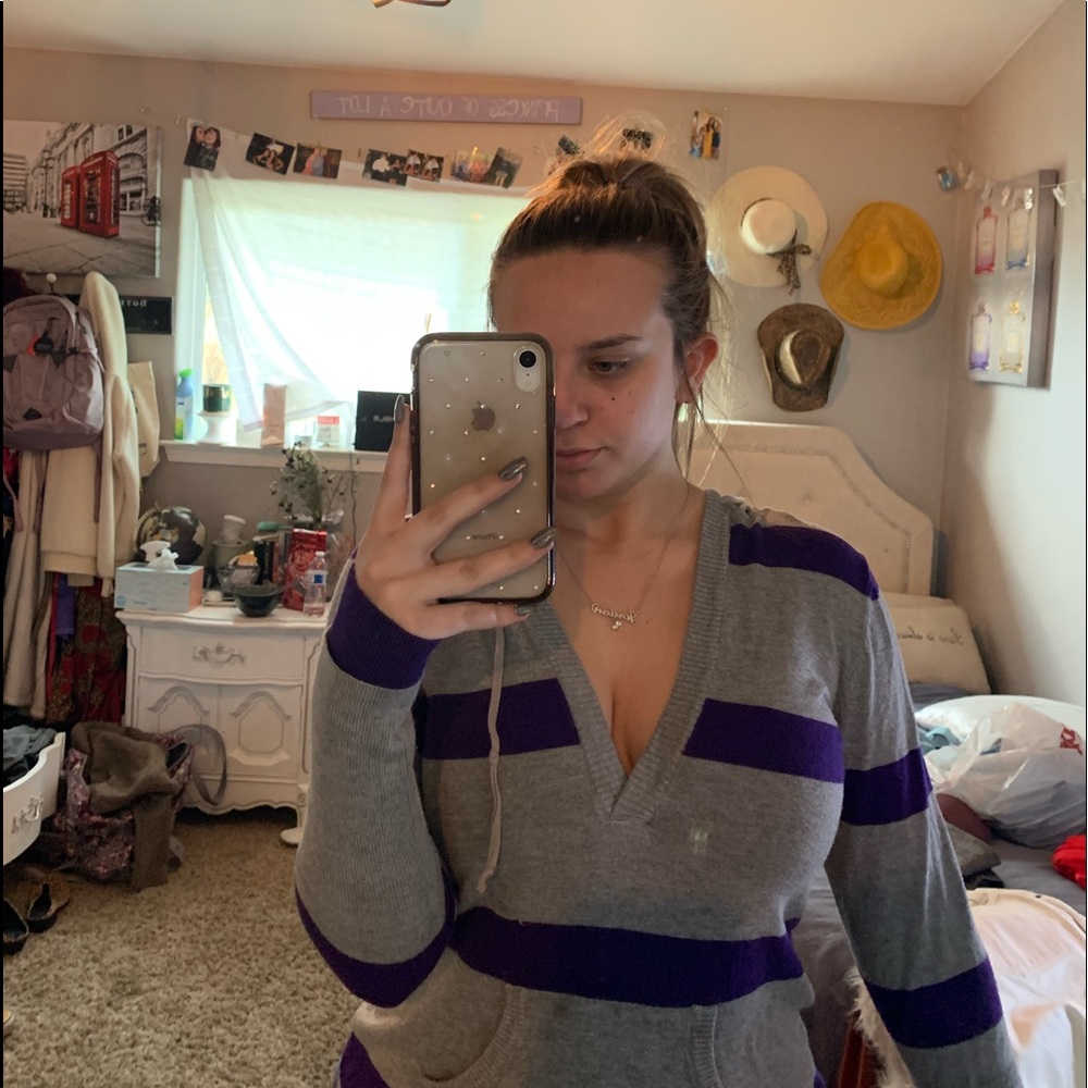 Striped sweater (purple & grey)